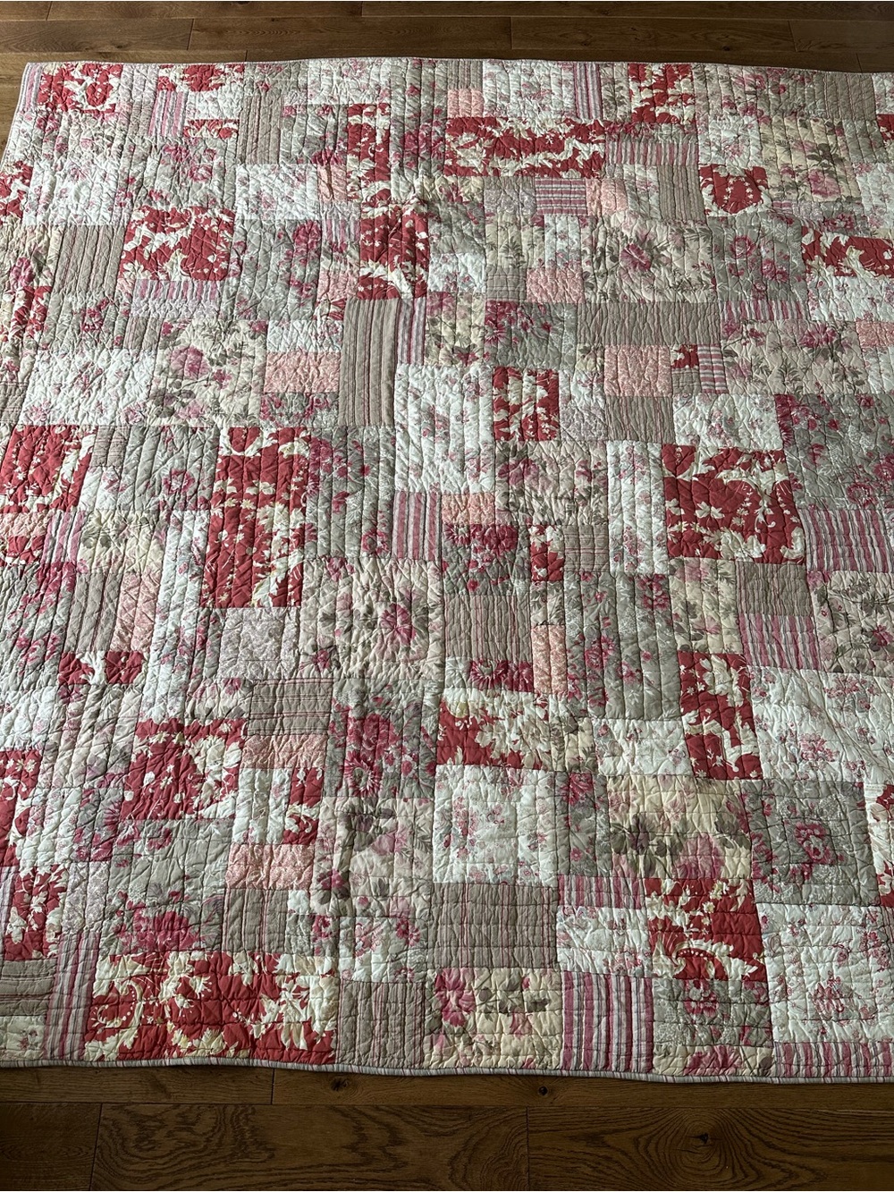 Vintage Pottery Barn Patchwork Cotton Quilt Blanket Coverlet Full/Double